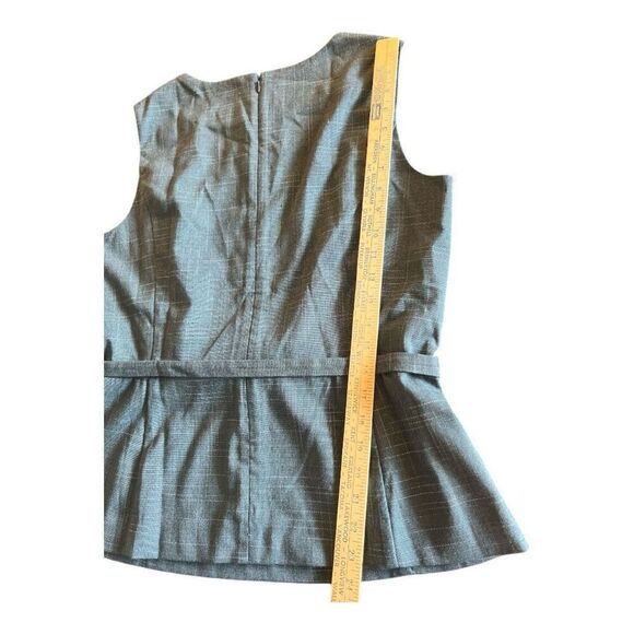 Ann Taylor Sleeveless Peplum Blouse Top Size 12 Green Back Zip Belted Office - Picture 6 of 13